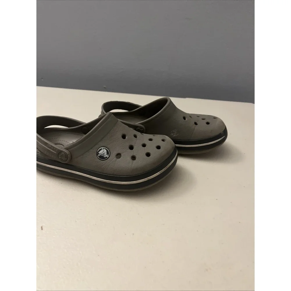 Children's Size 12/13 Gray Crocs Slip On Slipper Water Shoes Some Wear